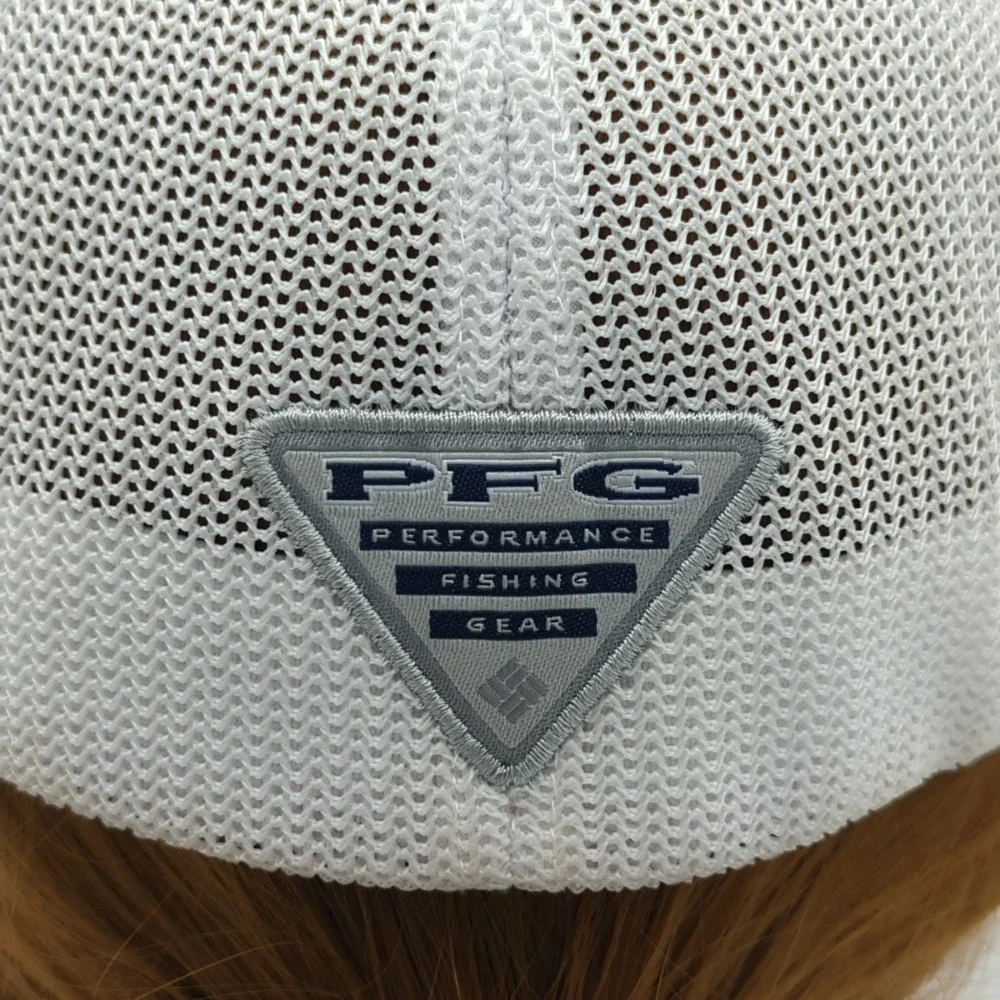Columbia PFG Fish USA Flag Fitted Flexfit Mesh Back Cap Hat One Size Gray